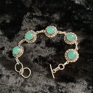 Green Chalcedony bracelet in 925 silver overlay